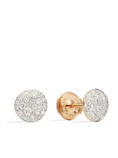 Shop Pomellato 18kt Rose Gold Sabbia Diamond Stud Earrings In Pink