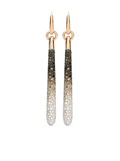Shop Pomellato 18kt Rose Gold Sabbia Diamond Pendant Earrings In Metallic
