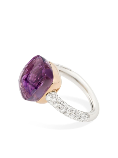 Shop Pomellato 18kt White Gold Nudo Amethyst And Diamond Ring In Purple