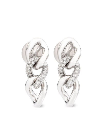 Shop Pomellato 18kt White Gold Catene Diamond Earrings In Silver