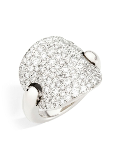 Shop Pomellato 18kt White Gold Sabbia Diamond Ring In Silver