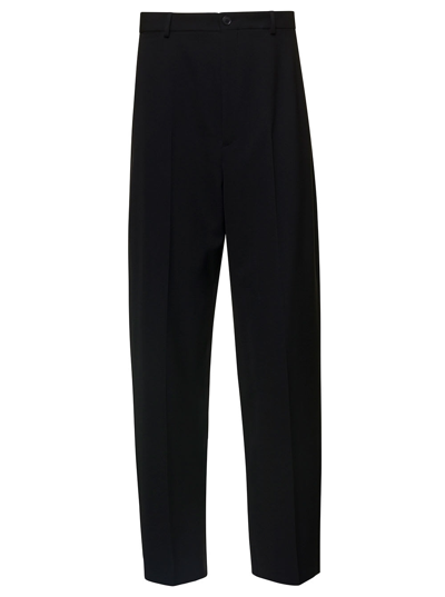 Shop Balenciaga Oversized Black Tailored Pants In Wool Blend Man
