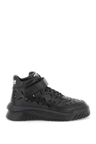 Shop Versace Odissea Sneakers With Cut-outs In Black
