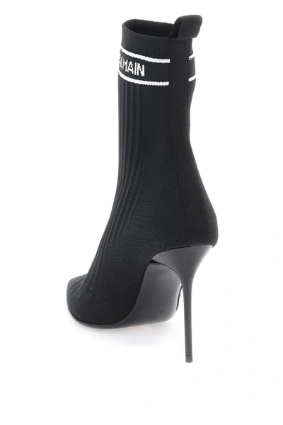 Shop Balmain Stretch Knit 'skye' Ankle Boots In Black