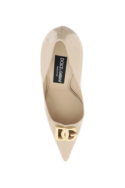 Shop Dolce & Gabbana Patent Leather Pumps In Beige