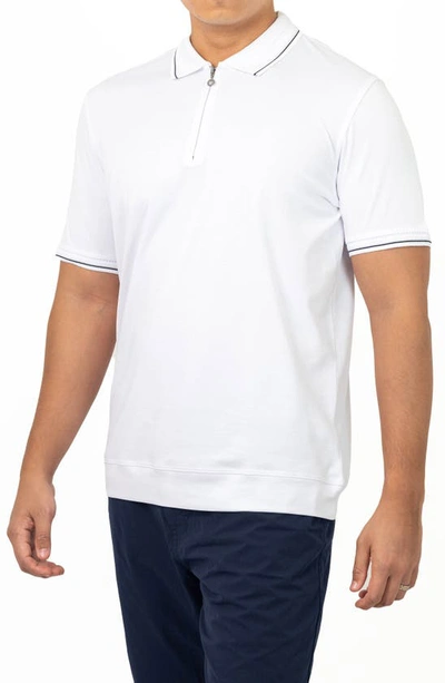 Shop Vellapais Ege Zip Cotton Polo In White