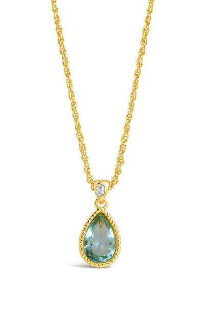 Sterling Forever Ciana Cubic Zirconia Teardrop Pendant Necklace In Gold
