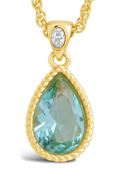 Sterling Forever Ciana Cubic Zirconia Teardrop Pendant Necklace In Gold
