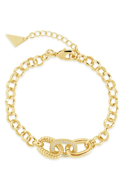 Shop Sterling Forever Jaycee Pavé Cubic Zirconia Link Bracelet In Gold