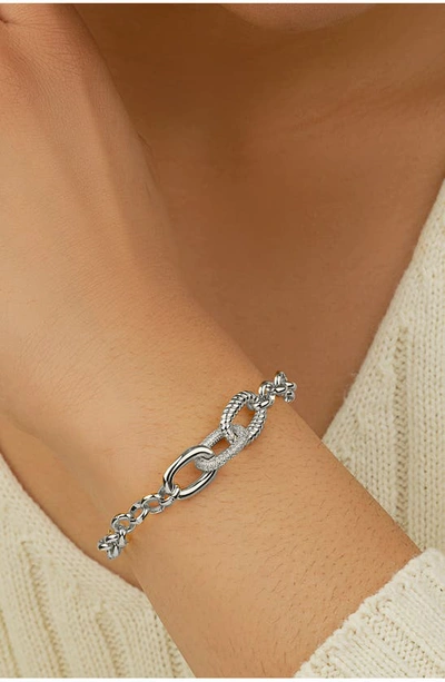 Shop Sterling Forever Jaycee Pavé Cubic Zirconia Link Bracelet In Silver