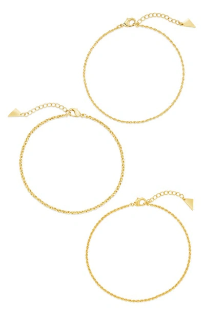 Shop Sterling Forever Terina Set Of 3 Chain Anklets In Gold