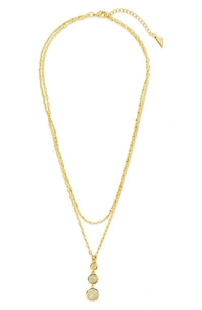 Shop Sterling Forever Amy Pavé Cubic Zirconia Pendant Layered Necklace In Gold