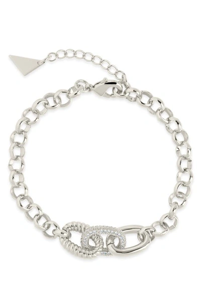 Shop Sterling Forever Jaycee Pavé Cubic Zirconia Link Bracelet In Silver