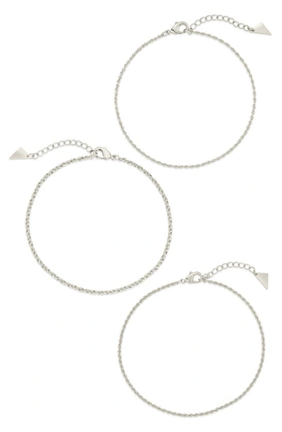 Shop Sterling Forever Terina Set Of 3 Chain Anklets In Silver