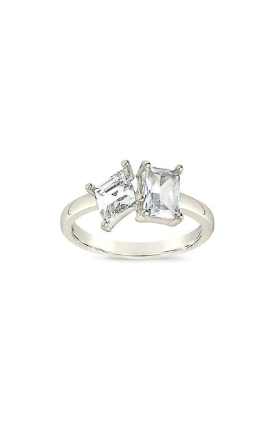 Shop Sterling Forever Penina Cubic Zirconia 2-stone Ring In Silver