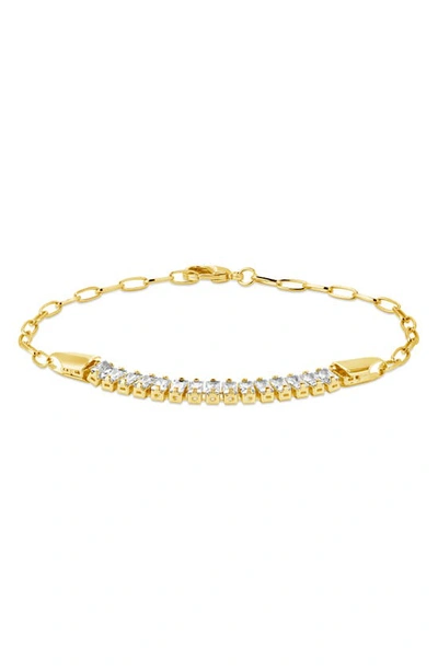Shop Sterling Forever Mackenna Baguette Cubic Zirconia Bracelet In Gold