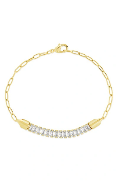 Shop Sterling Forever Mackenna Baguette Cubic Zirconia Bracelet In Gold