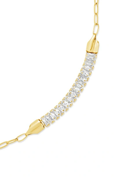 Shop Sterling Forever Mackenna Baguette Cubic Zirconia Bracelet In Gold