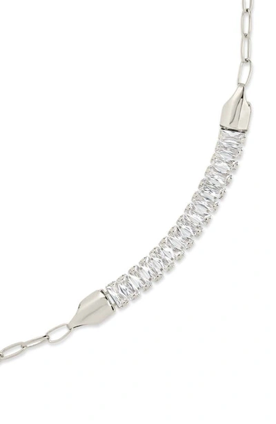 Shop Sterling Forever Mackenna Baguette Cubic Zirconia Bracelet In Silver