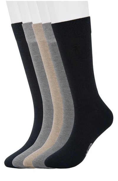 Shop Original Penguin Solid Heather Mix 5-pack Crew Socks In Grey