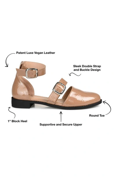 Journee Collection Constance Buckle Strap Flat In Mocha