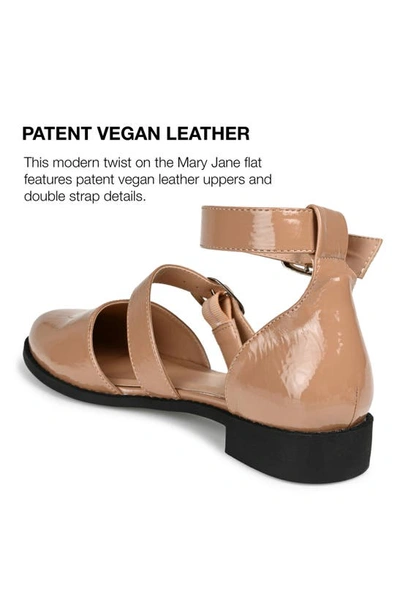 Journee Collection Constance Buckle Strap Flat In Mocha