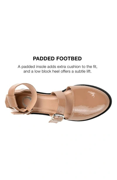 Journee Collection Constance Buckle Strap Flat In Mocha