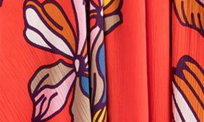 Saachi Tropical Kaftan Short Sleeve Dress In Red In Red