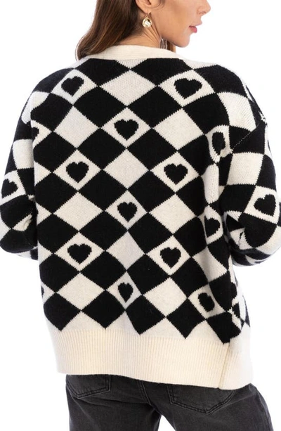 Shop Saachi Corazón Checkered Cardigan In Black