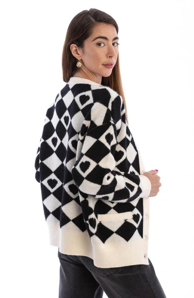 Shop Saachi Corazón Checkered Cardigan In Black