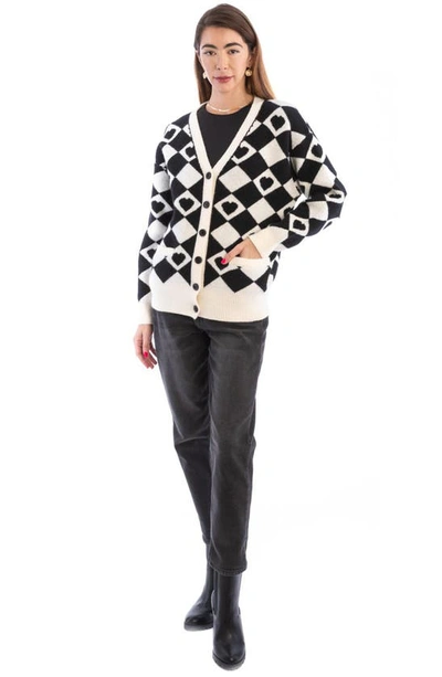 Shop Saachi Corazón Checkered Cardigan In Black