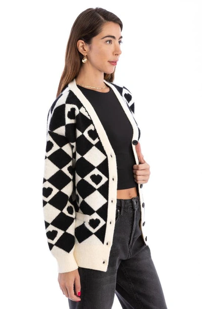 Shop Saachi Corazón Checkered Cardigan In Black