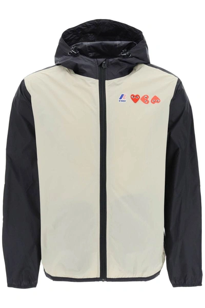 Shop Comme des Garçons PLAY Comme Des Garçon x K-Way Zip-Up Hooded Jacket