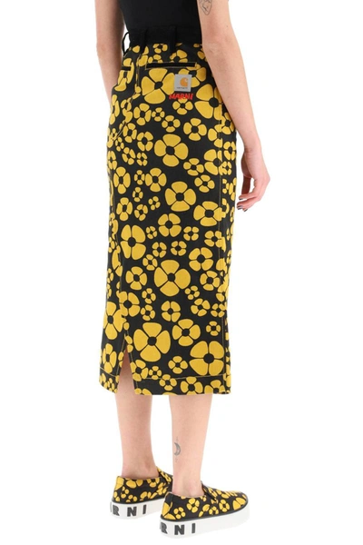 Shop Marni X Carhartt Color-block Midi Skirt In Multicolor