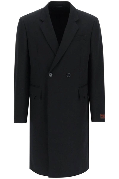 Raf Simons Double-breasted Cotton Coat In Black