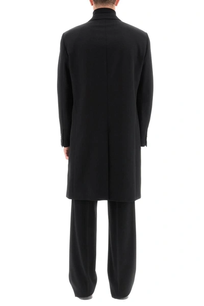 Raf Simons Double-breasted Cotton Coat In Black