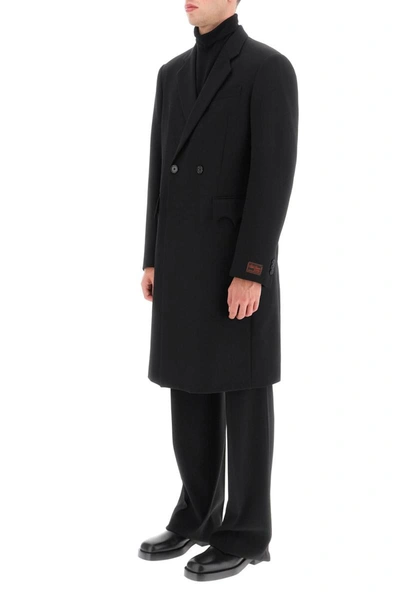 Raf Simons Double-breasted Cotton Coat In Black