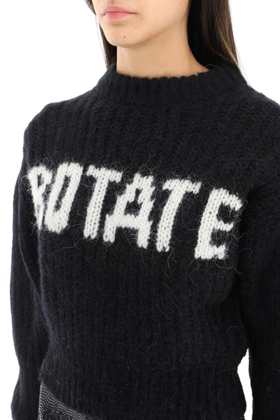 Shop Rotate Birger Christensen Rotate Wool And Alpaca Sweater With Logo In Black