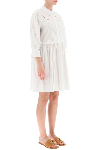 Shop See By Chloé See By Chloe Embroidered Shirt Dress In White