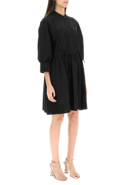 Shop See By Chloé See By Chloe Embroidered Shirt Dress In Black
