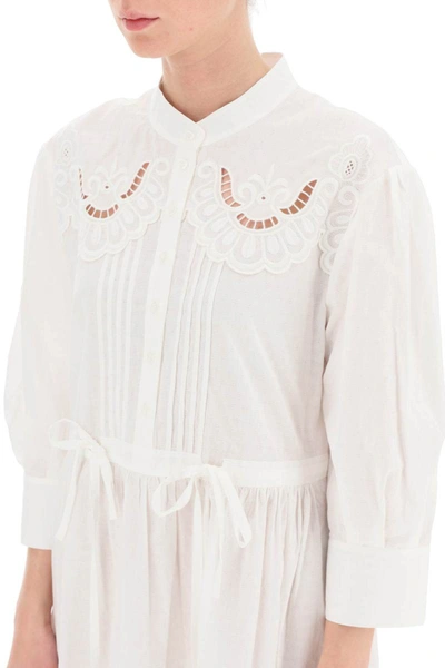 Shop See By Chloé See By Chloe Embroidered Shirt Dress In White