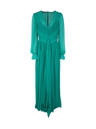 Shop Alberta Ferretti Chiffon Long Dress Clothing In Green