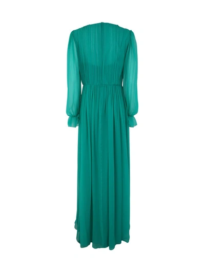 Shop Alberta Ferretti Chiffon Long Dress Clothing In Green