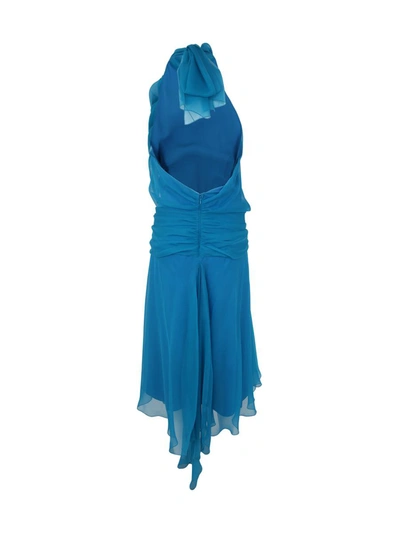 Shop Alberta Ferretti Sleeveless High Neck Midi Dress Clothing In Blue