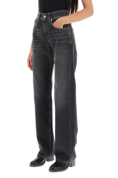 Shop Brunello Cucinelli Straight Cut Jeans In Black Stone Denim (grey)