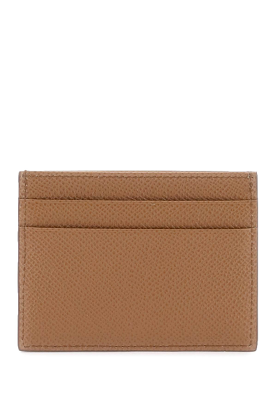 Shop Dolce & Gabbana Leather Card Holder With Logo Plaque In Caramello (brown)