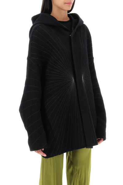 Shop Rick Owens Peter Coat With Radiance Embroidery In Black Dust (black)