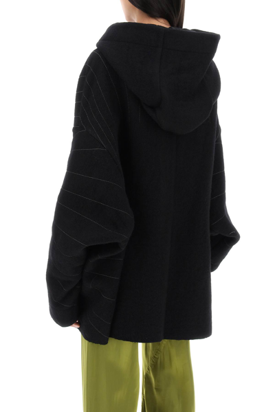 Shop Rick Owens Peter Coat With Radiance Embroidery In Black Dust (black)