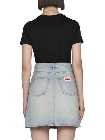Shop Kenzo Skirt In Medium Stone Blue Denim