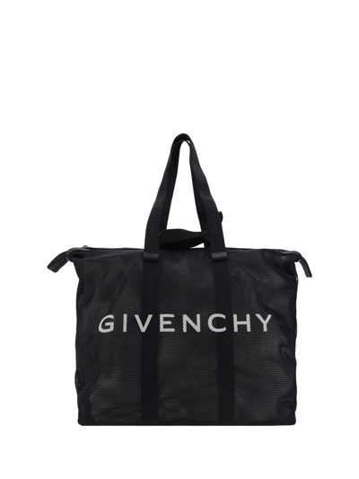 Shop Givenchy Logo Detailed Mesh Large Tote Bag In Black
